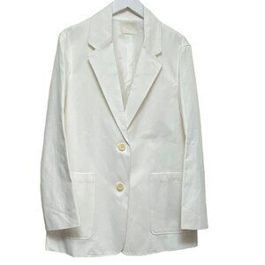 Blossom Boyfriend Jacket Size Small Cotton Rayon Cream White